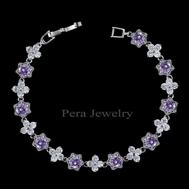 Fashion Female Jewelry Star Shape Light Blue Austrian Crystal Stone Sterling Silver Bracelets For Women Christmas Gift