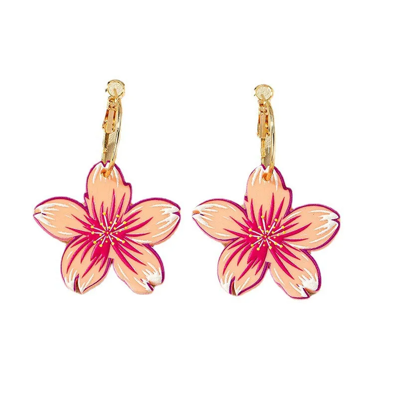 Floral Embossed Acrylic Drop Earrings - Vienna Verve Collection