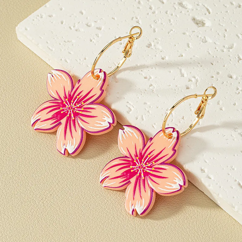 Floral Embossed Acrylic Drop Earrings - Vienna Verve Collection