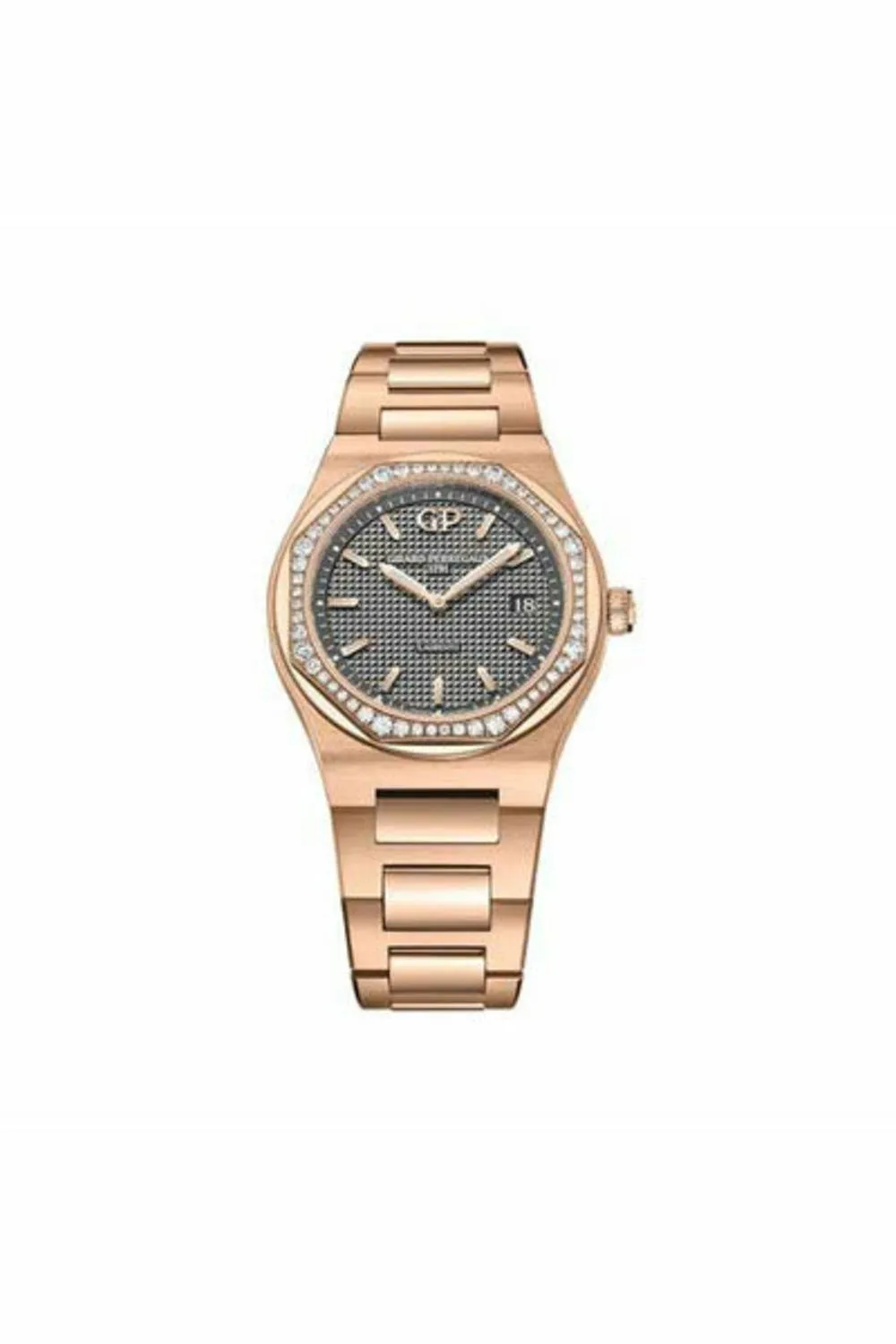 girard perregaux laureato 34mm 18k rose gold ladies watch