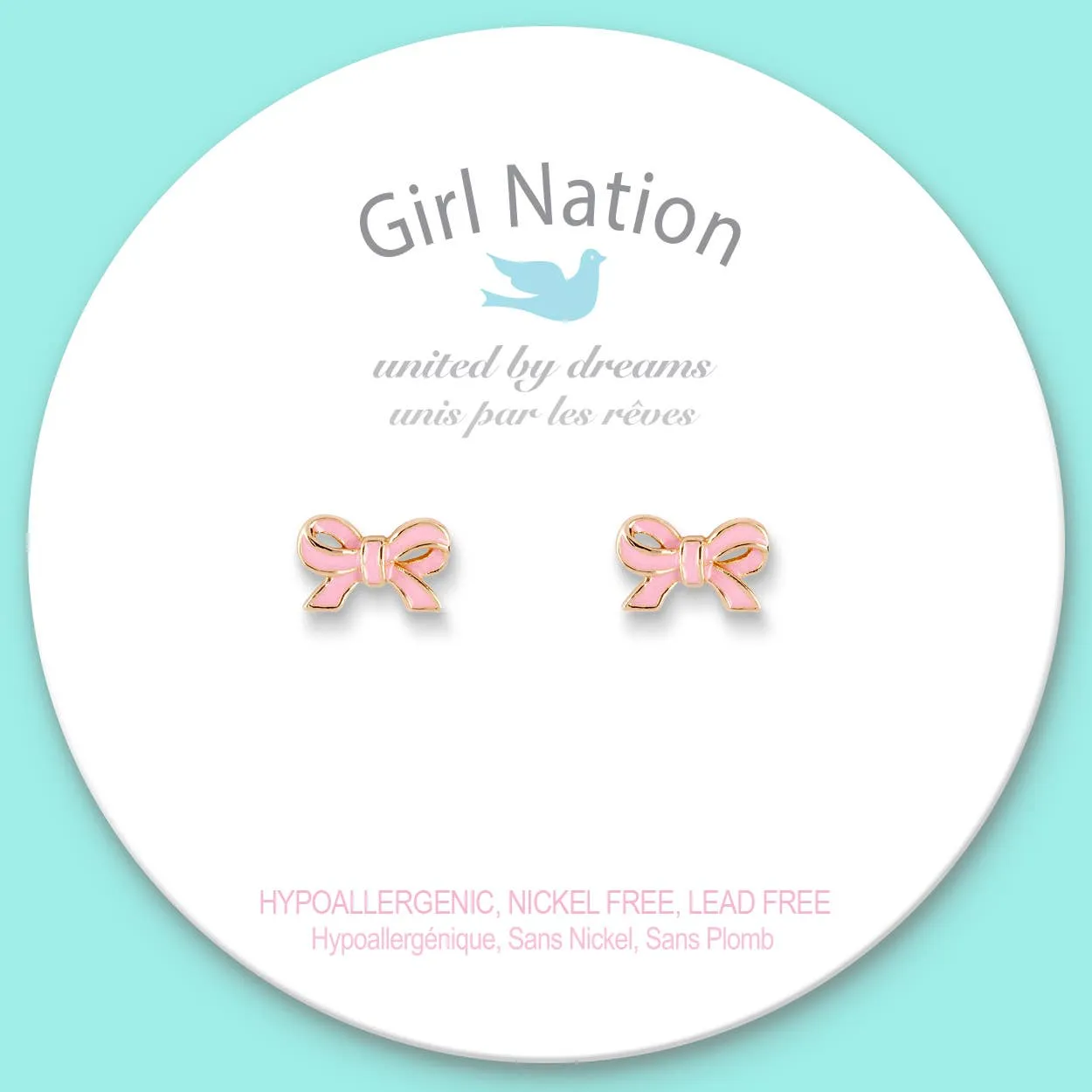 Girl Nation - Pretty Pink Bow Cutie Stud Earrings
