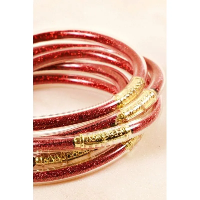 Glitter Jelly Tube Stack Satin Bow Bracelet