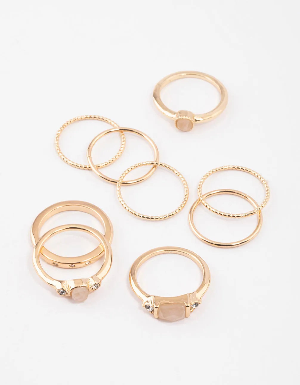 Gold Rose Quartz Stacking Ring Pack