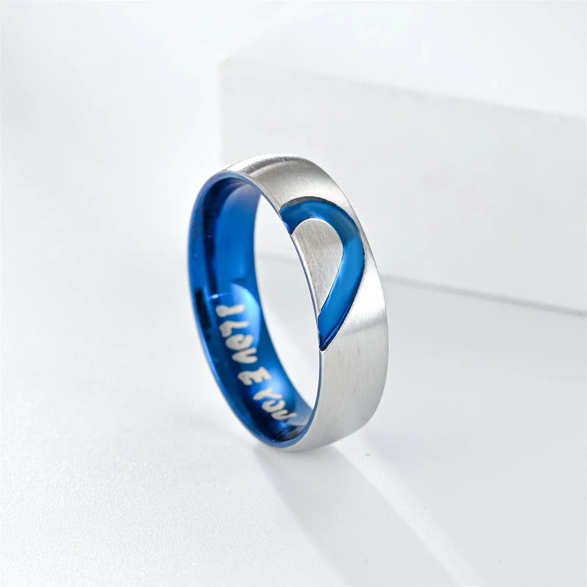 Heart Shape With Diamond Stainless Steel I LOVE YOU Couple Ring