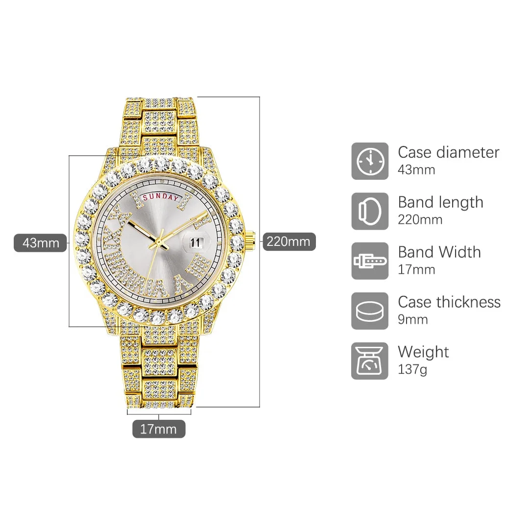 High Quality Elegant Hip Hop Inspired Iced Out Waterproof Watch For Men's and Women's