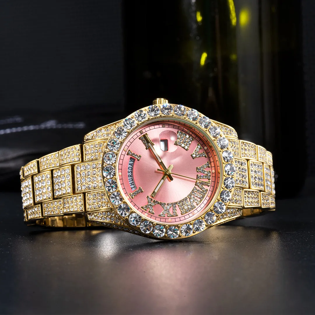 High Quality Elegant Hip Hop Inspired Iced Out Waterproof Watch For Men's and Women's