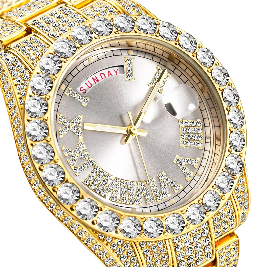 High Quality Elegant Hip Hop Inspired Iced Out Waterproof Watch For Men's and Women's