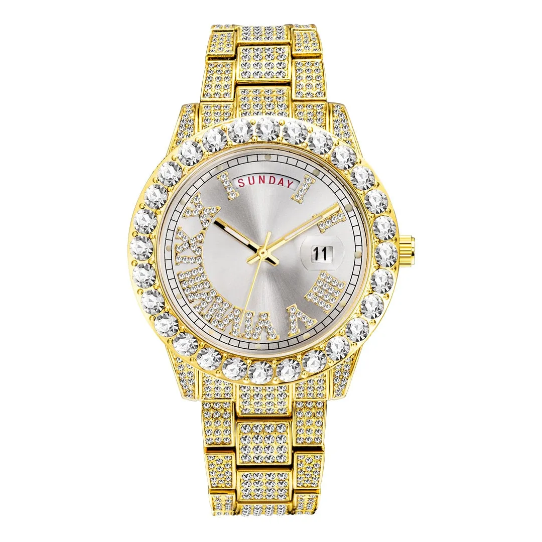 High Quality Elegant Hip Hop Inspired Iced Out Waterproof Watch For Men's and Women's