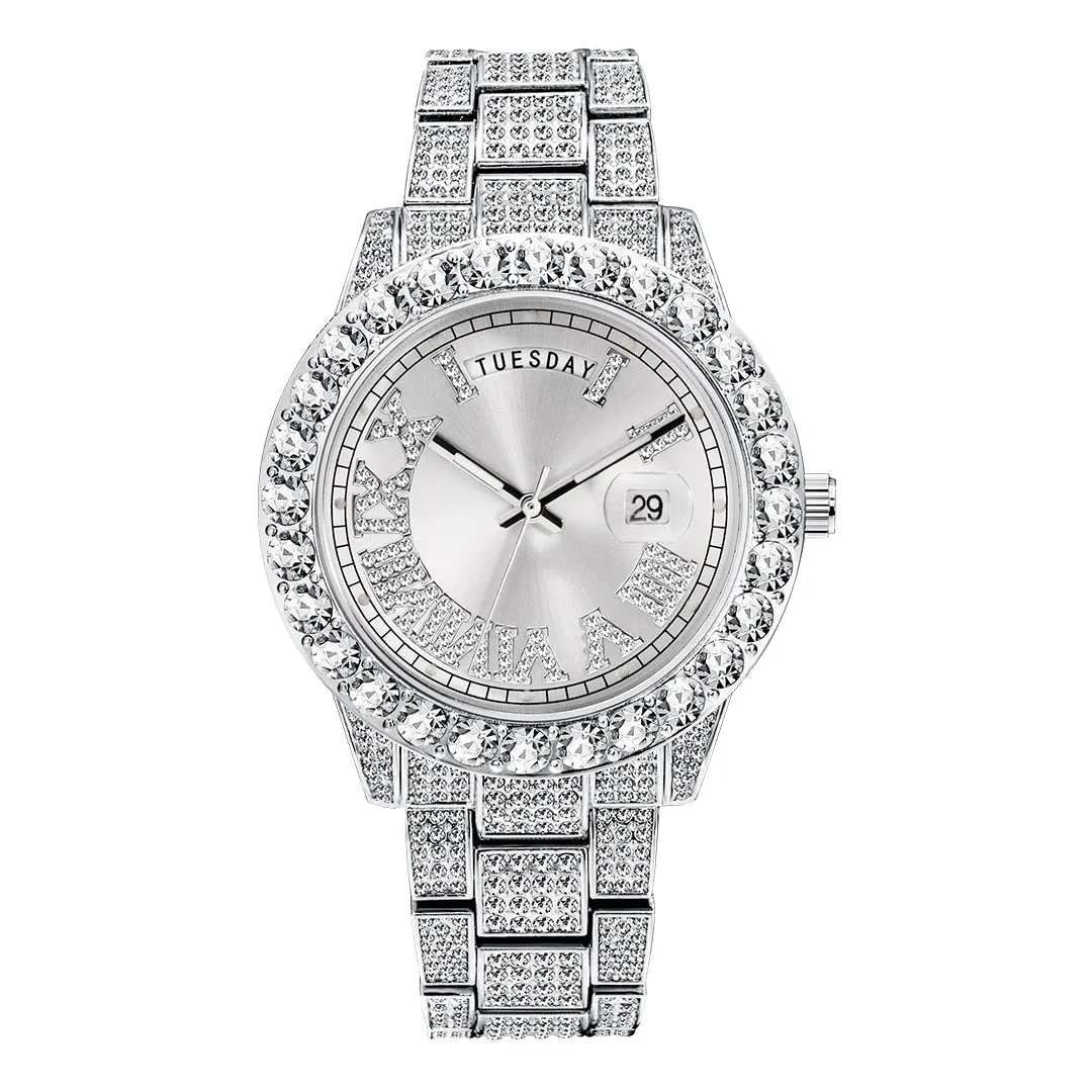 High Quality Elegant Hip Hop Inspired Iced Out Waterproof Watch For Men's and Women's