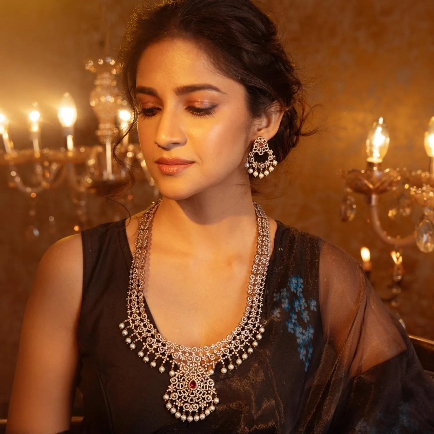 Idika Nakshatra CZ Bridal Long Necklace Set