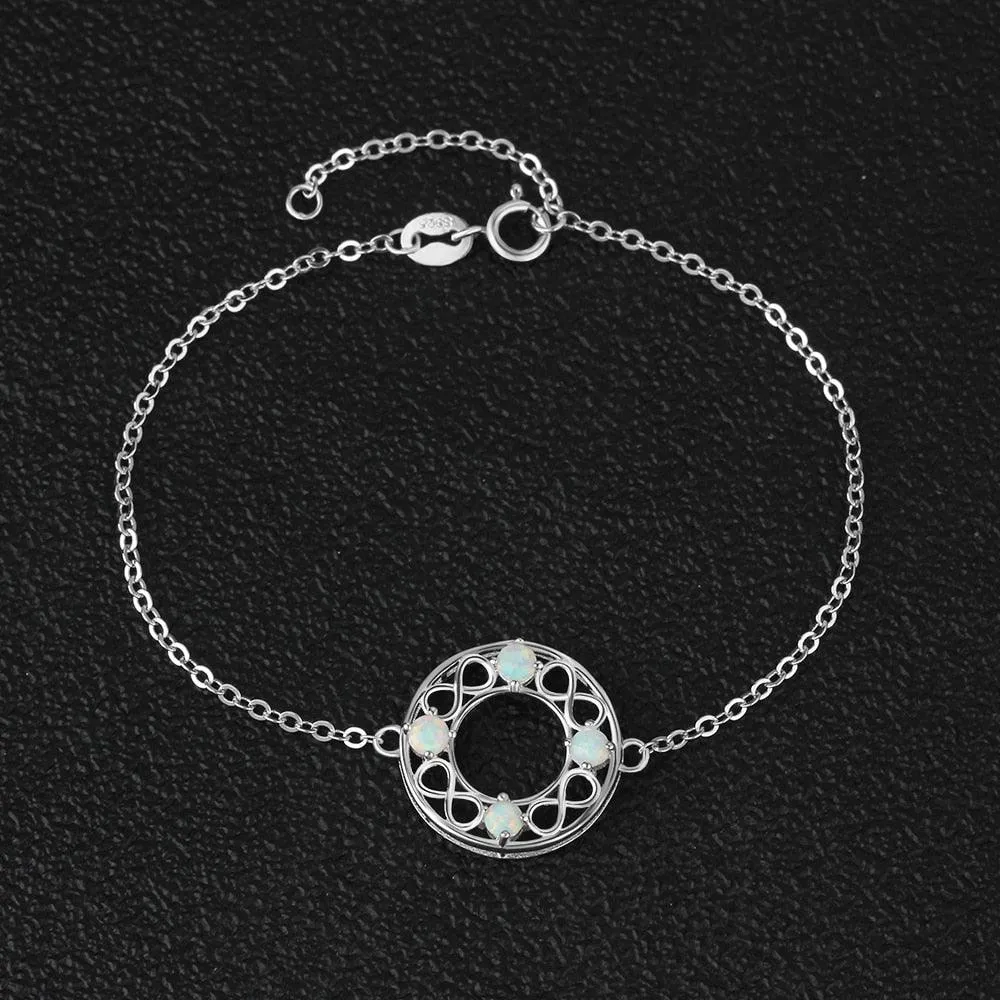 Infinity Love Hollow Round Milky Opal Stone Bracelets & Bangles 925 Sterling Silver Bracelets For Women
