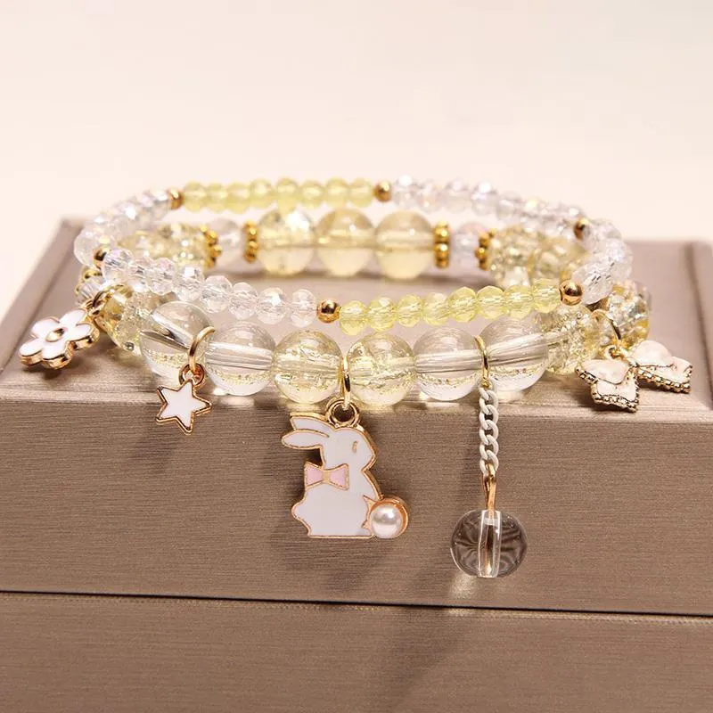 Korean Style Fashion Sweet Crystal Bracelets Girl Pendant Comb Student Girlfriend bread Bracelet for women gift for girl