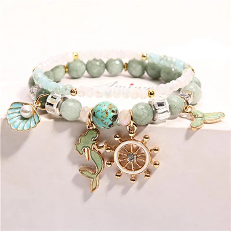 Korean Style Fashion Sweet Crystal Bracelets Girl Pendant Comb Student Girlfriend bread Bracelet for women gift for girl