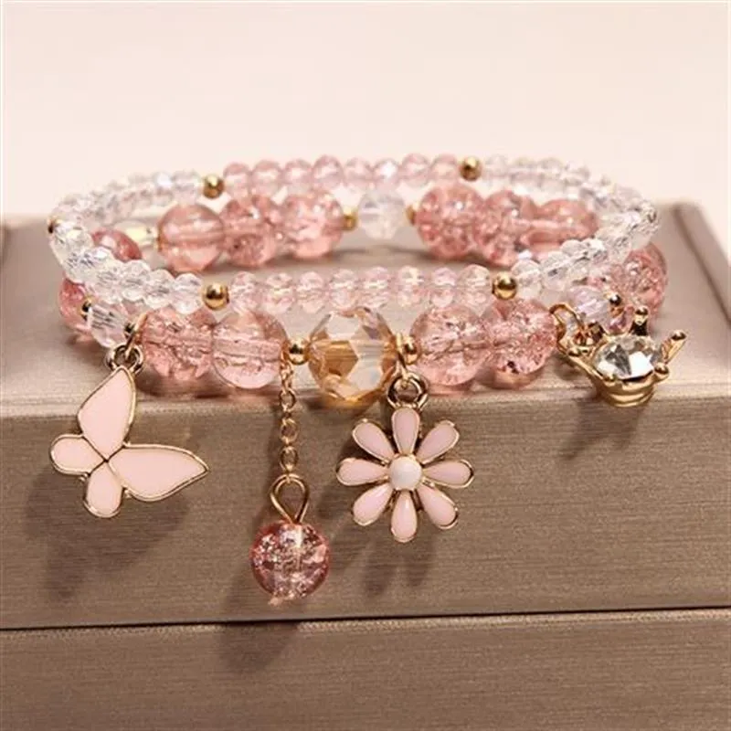 Korean Style Fashion Sweet Crystal Bracelets Girl Pendant Comb Student Girlfriend bread Bracelet for women gift for girl