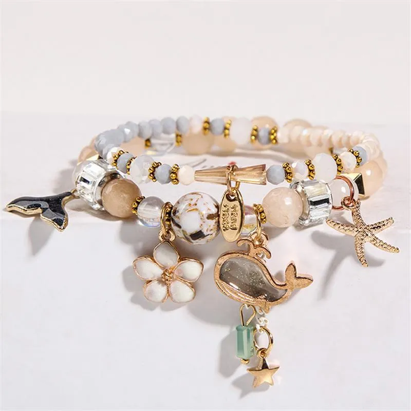 Korean Style Fashion Sweet Crystal Bracelets Girl Pendant Comb Student Girlfriend bread Bracelet for women gift for girl