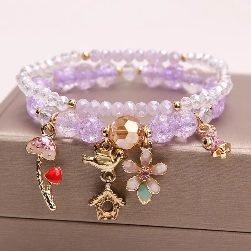 Korean Style Fashion Sweet Crystal Bracelets Girl Pendant Comb Student Girlfriend bread Bracelet for women gift for girl