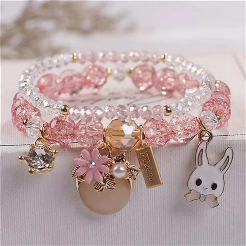 Korean Style Fashion Sweet Crystal Bracelets Girl Pendant Comb Student Girlfriend bread Bracelet for women gift for girl
