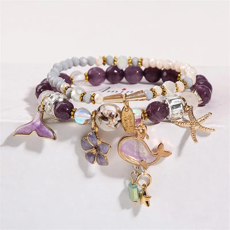 Korean Style Fashion Sweet Crystal Bracelets Girl Pendant Comb Student Girlfriend bread Bracelet for women gift for girl