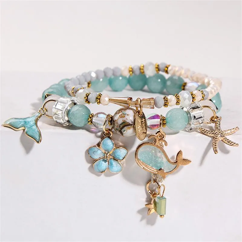 Korean Style Fashion Sweet Crystal Bracelets Girl Pendant Comb Student Girlfriend bread Bracelet for women gift for girl