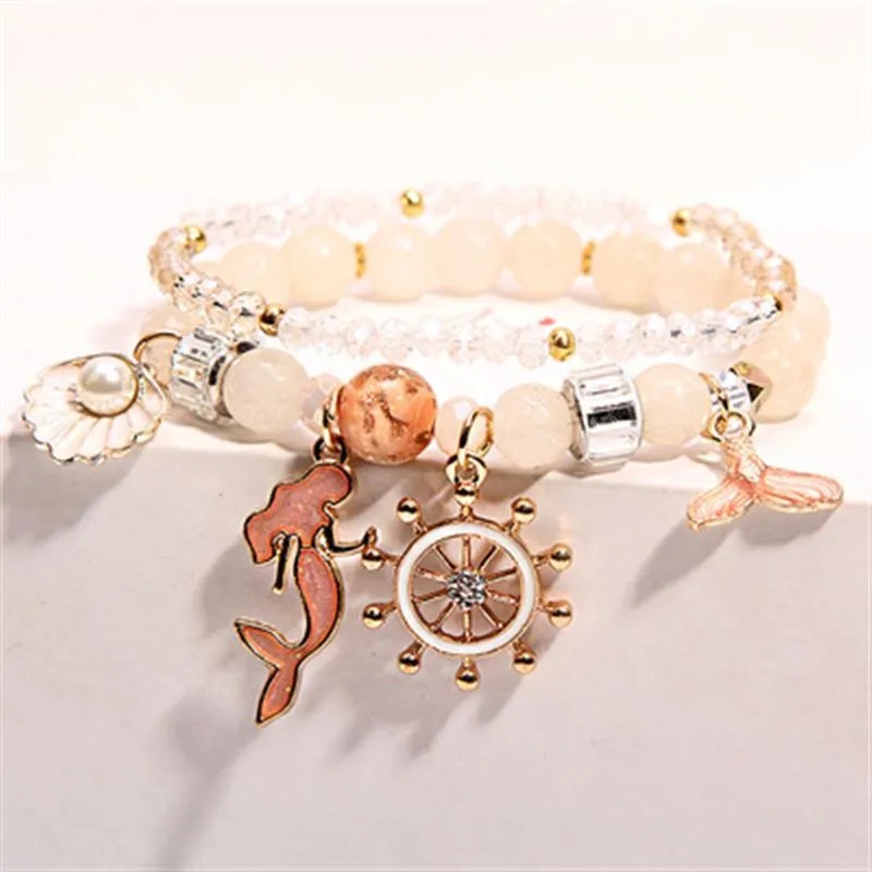 Korean Style Fashion Sweet Crystal Bracelets Girl Pendant Comb Student Girlfriend bread Bracelet for women gift for girl
