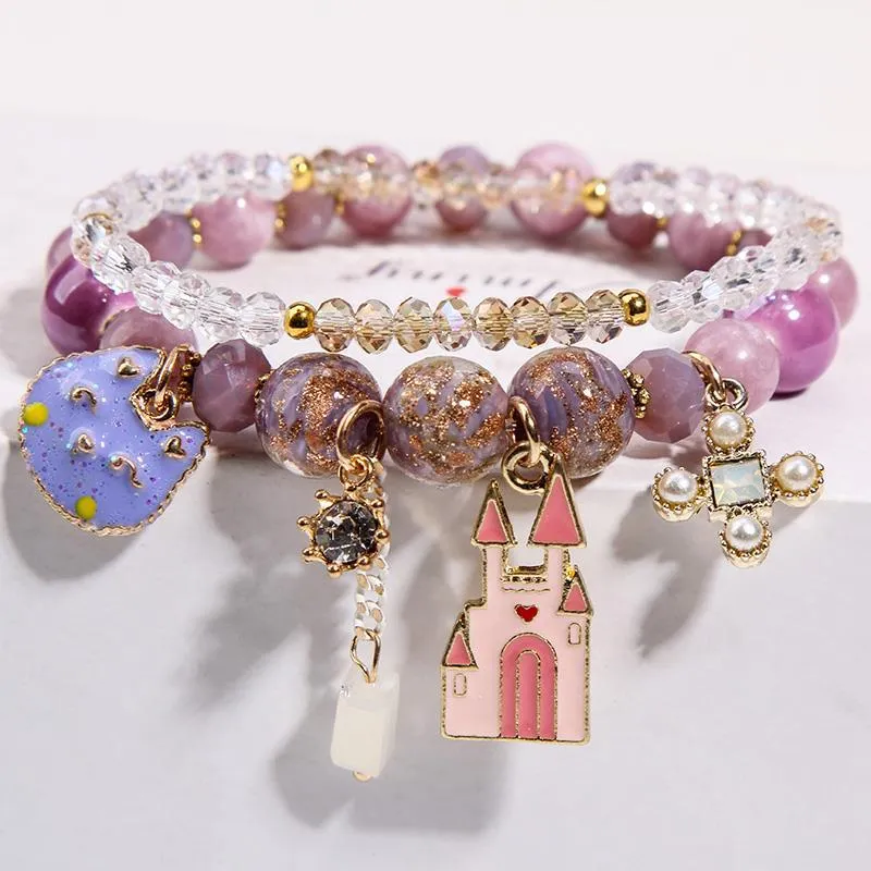 Korean Style Fashion Sweet Crystal Bracelets Girl Pendant Comb Student Girlfriend bread Bracelet for women gift for girl