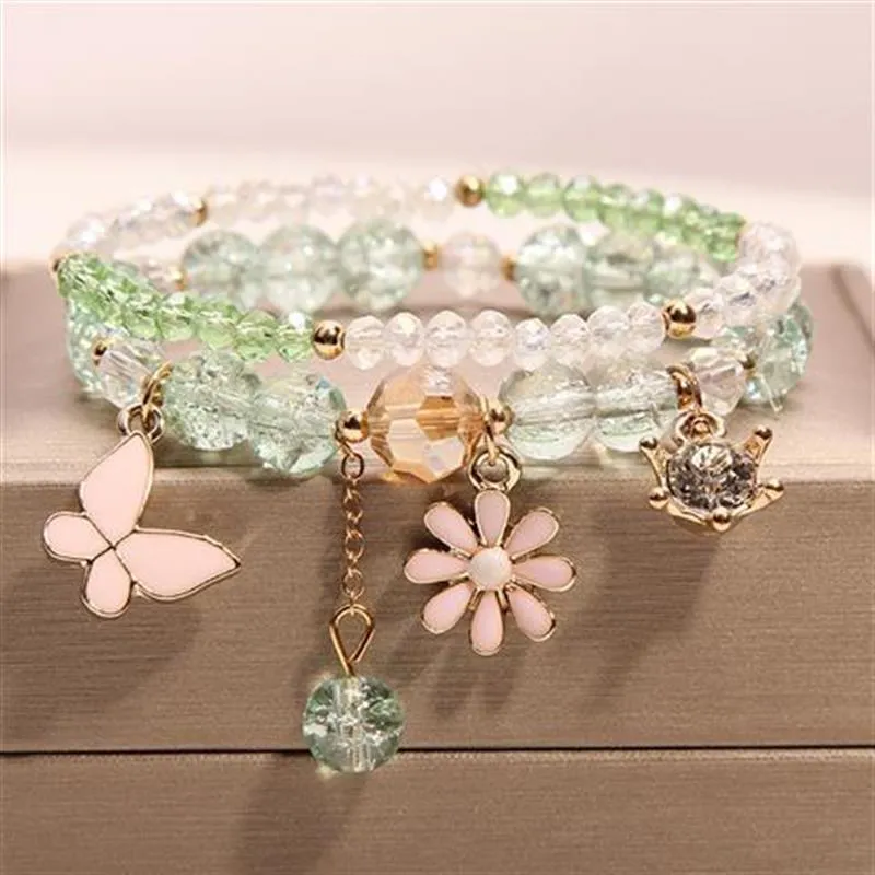 Korean Style Fashion Sweet Crystal Bracelets Girl Pendant Comb Student Girlfriend bread Bracelet for women gift for girl