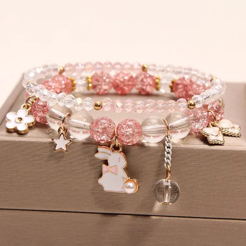 Korean Style Fashion Sweet Crystal Bracelets Girl Pendant Comb Student Girlfriend bread Bracelet for women gift for girl