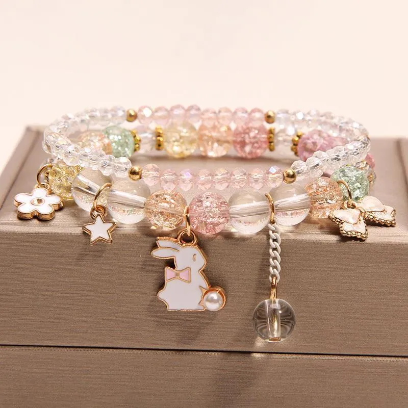 Korean Style Fashion Sweet Crystal Bracelets Girl Pendant Comb Student Girlfriend bread Bracelet for women gift for girl