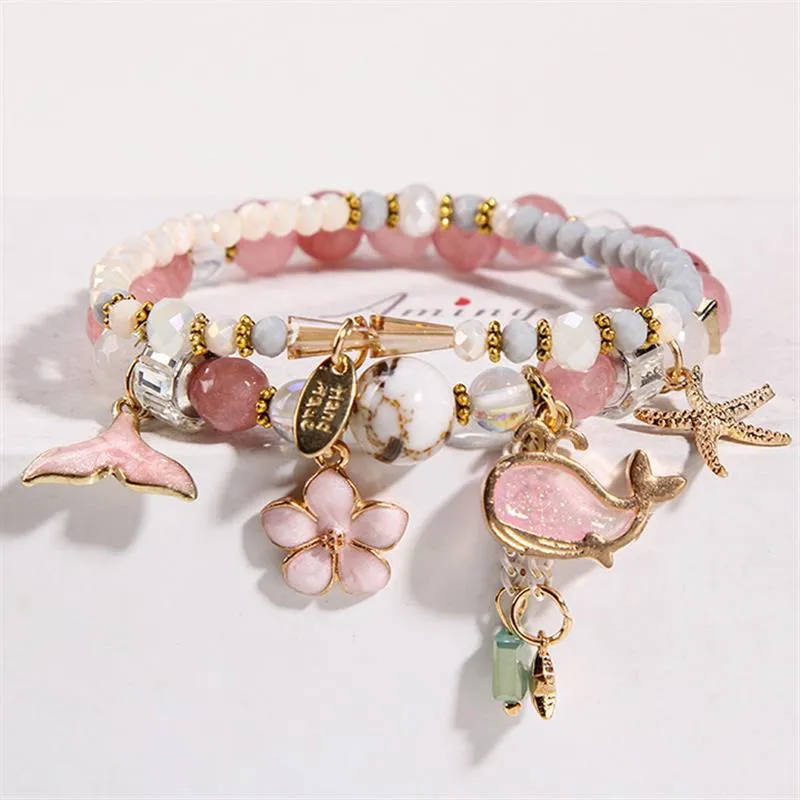 Korean Style Fashion Sweet Crystal Bracelets Girl Pendant Comb Student Girlfriend bread Bracelet for women gift for girl