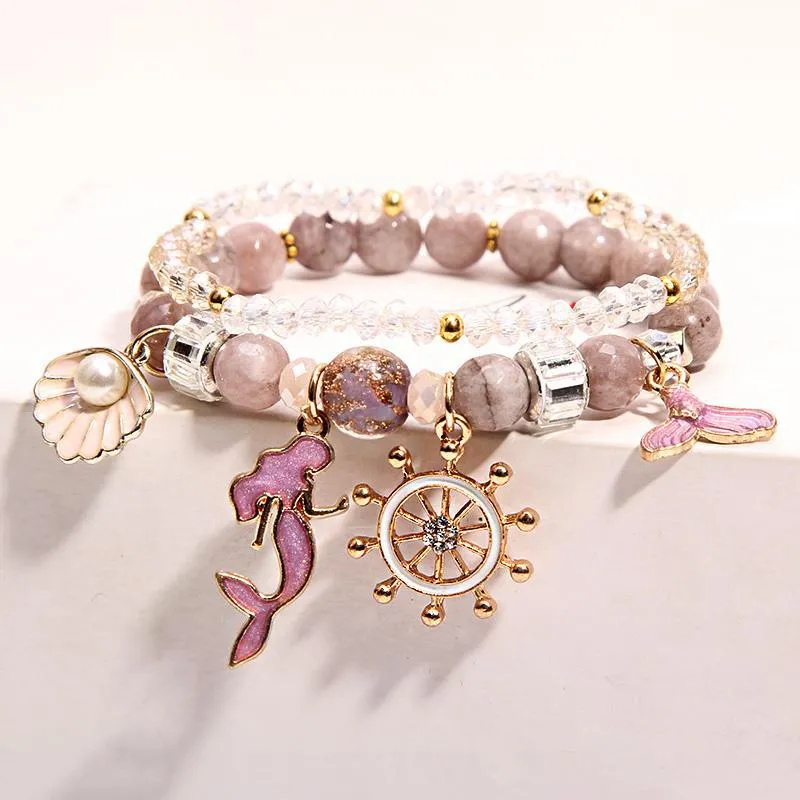 Korean Style Fashion Sweet Crystal Bracelets Girl Pendant Comb Student Girlfriend bread Bracelet for women gift for girl