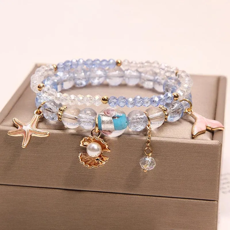 Korean Style Fashion Sweet Crystal Bracelets Girl Pendant Comb Student Girlfriend bread Bracelet for women gift for girl
