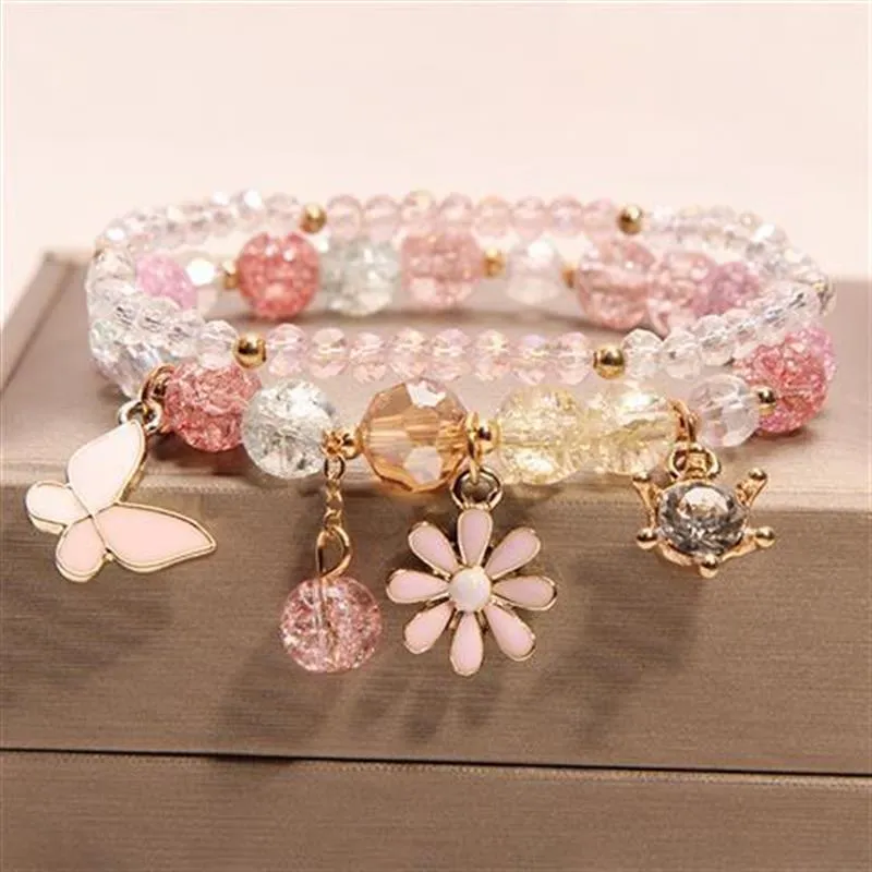 Korean Style Fashion Sweet Crystal Bracelets Girl Pendant Comb Student Girlfriend bread Bracelet for women gift for girl