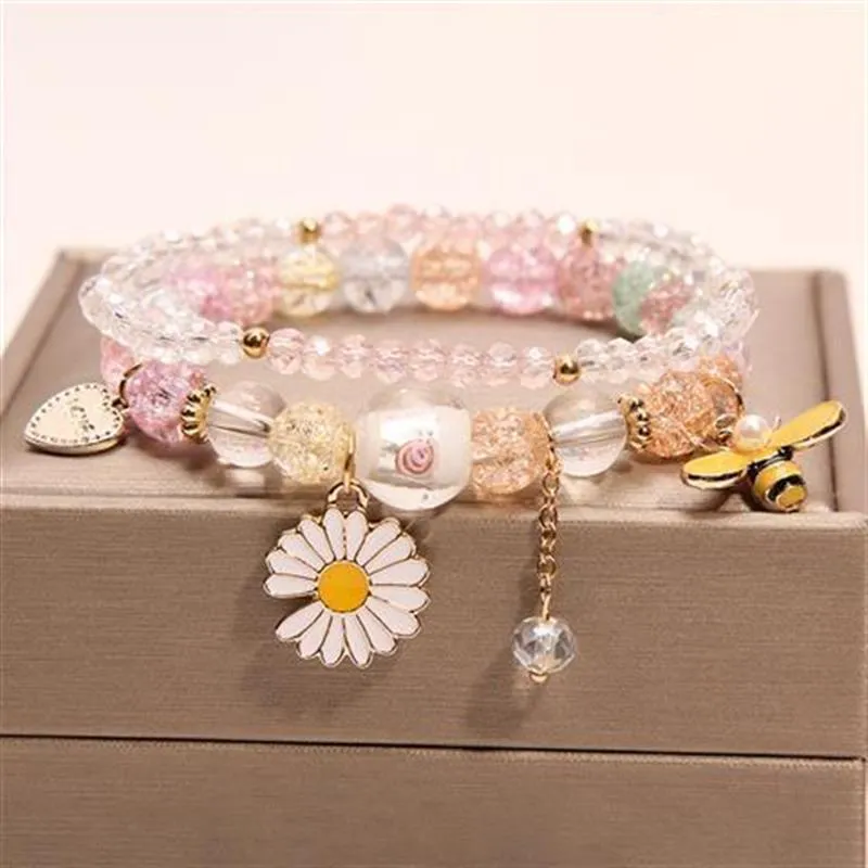 Korean Style Fashion Sweet Crystal Bracelets Girl Pendant Comb Student Girlfriend bread Bracelet for women gift for girl