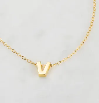 Letter Necklace (gold) - V