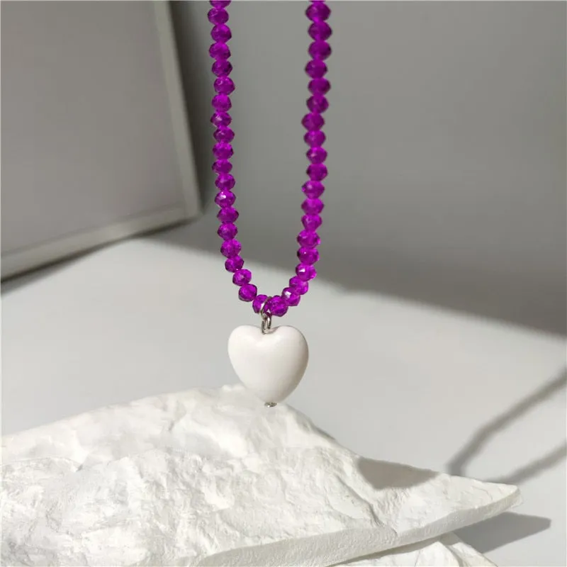 Lorie Candy Color Sweet Heart Pendant Necklaces