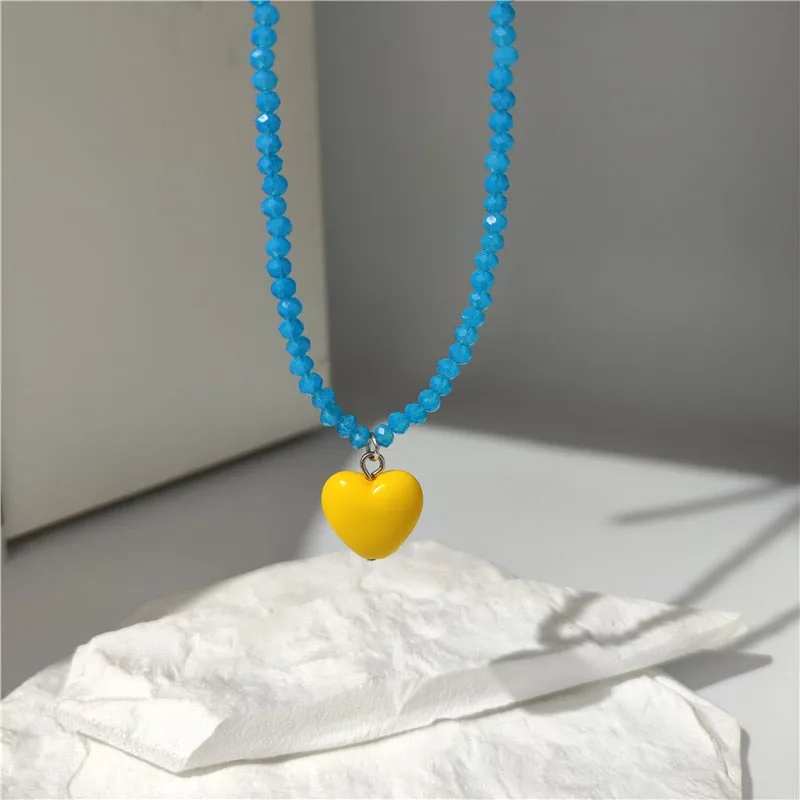 Lorie Candy Color Sweet Heart Pendant Necklaces