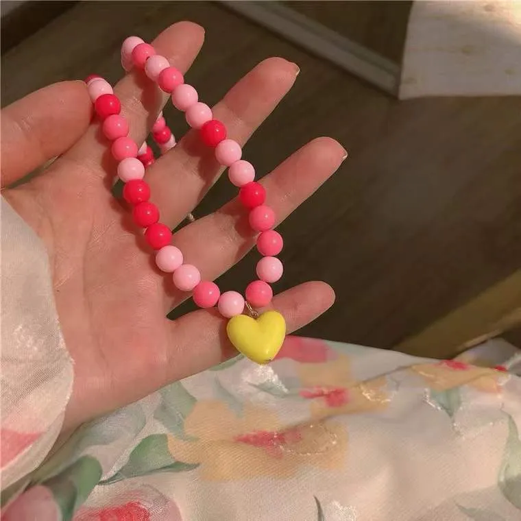 Lorie Candy Color Sweet Heart Pendant Necklaces