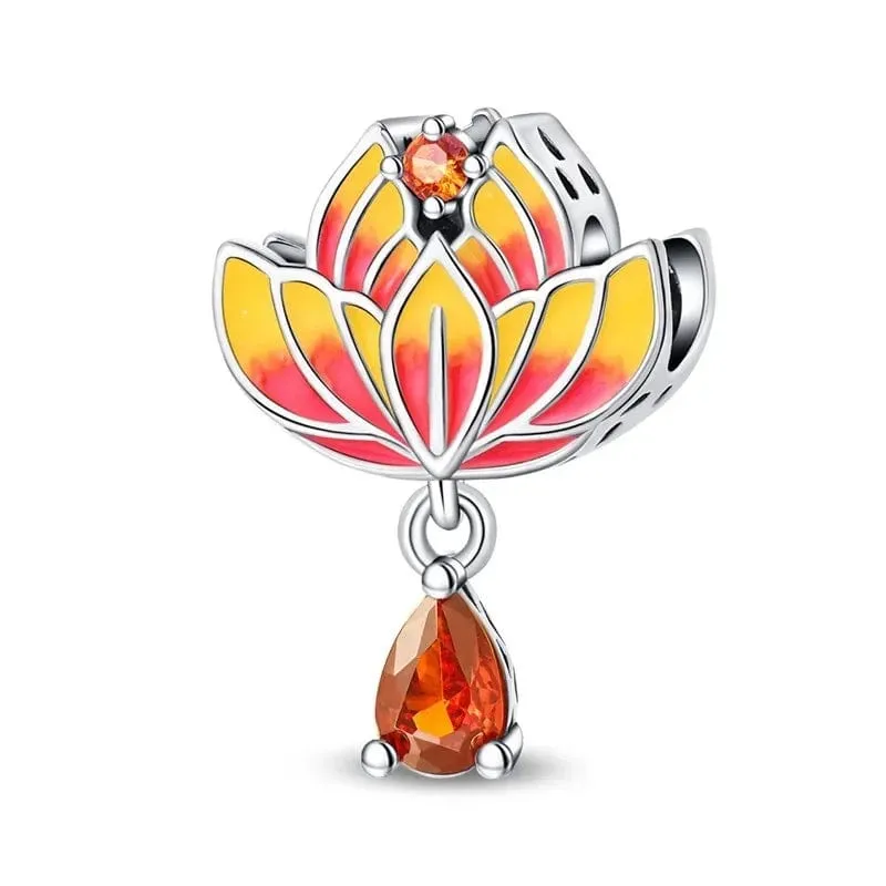 Lotus Blossom with Amber Drop Charm
