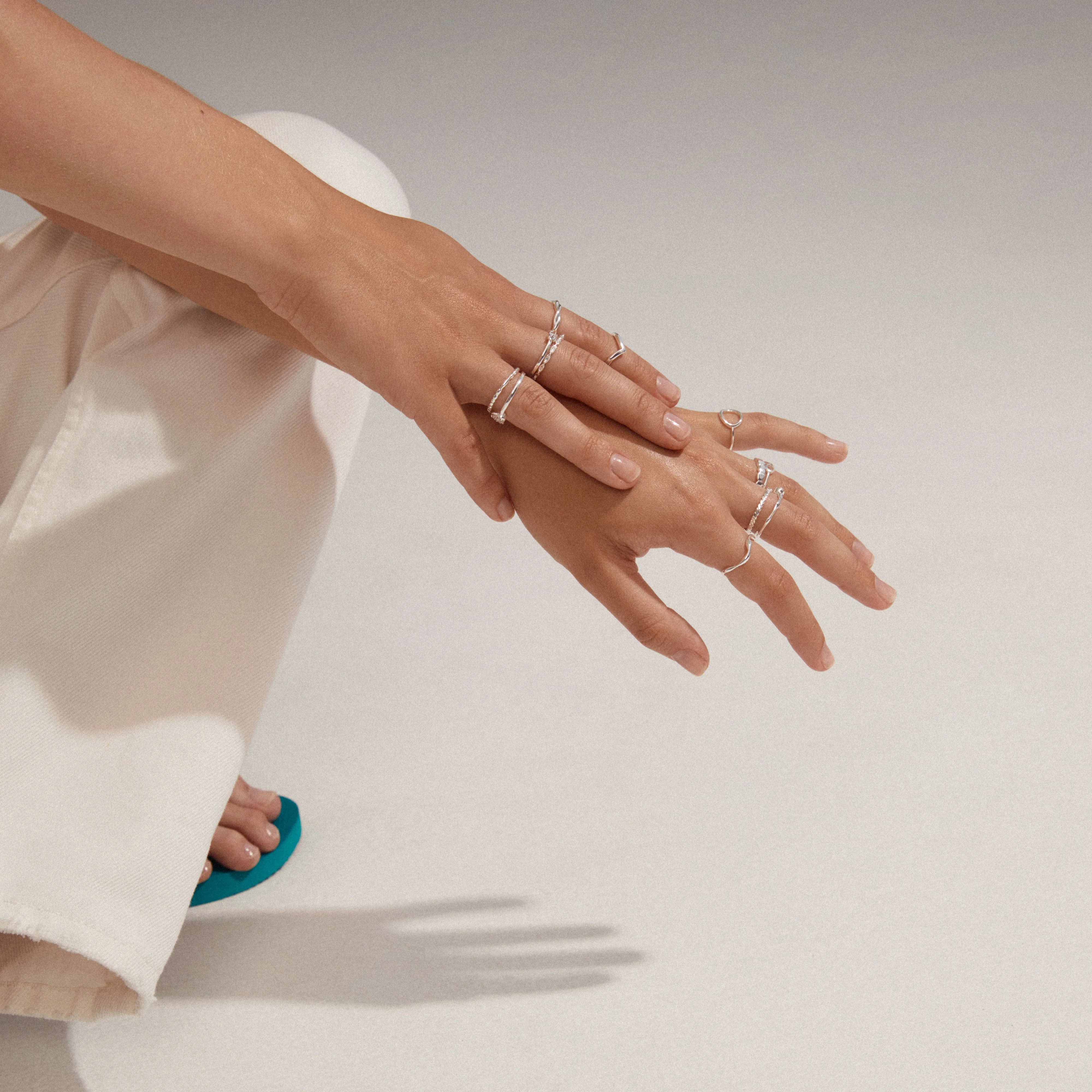 LULU crystal stack ring silver-plated