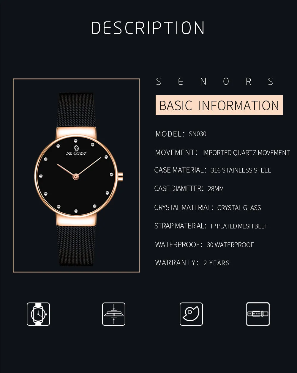 Luxury Casual Ultra-Thin Leisure Milan Strap Minimalism Ladies Watch