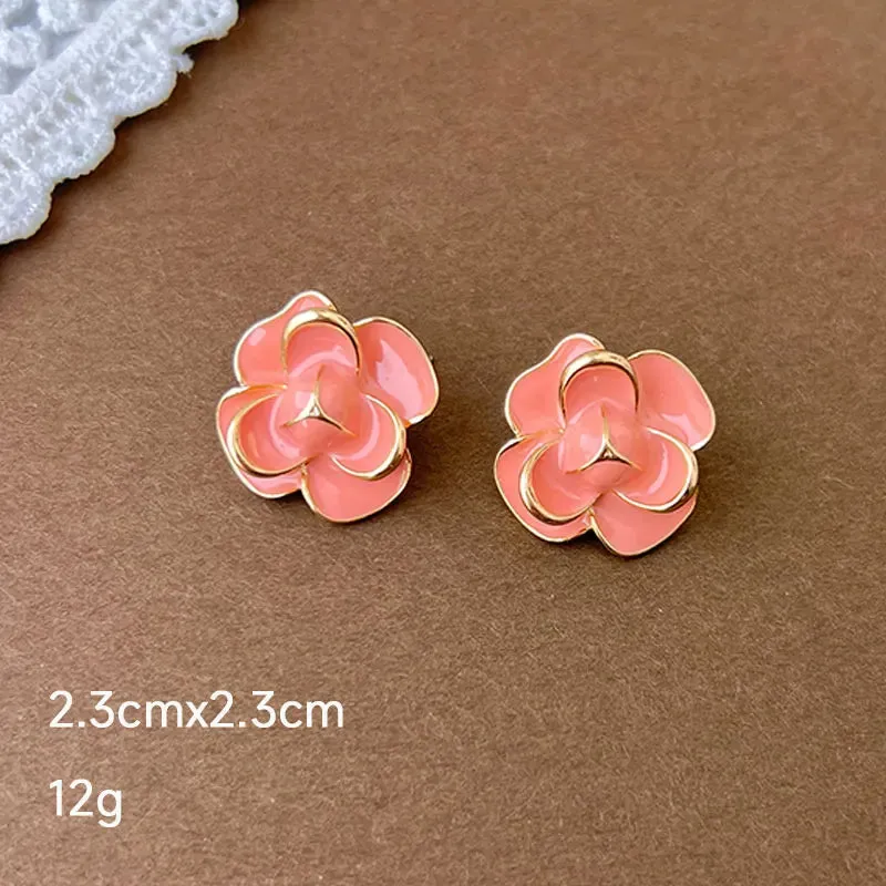 MAYTRENDS  -  Pink Dripping Glaze Flowers Pearl Heart Butterfly Metal Earrings for Women Girl Sweet Vintage Jewelry Gift