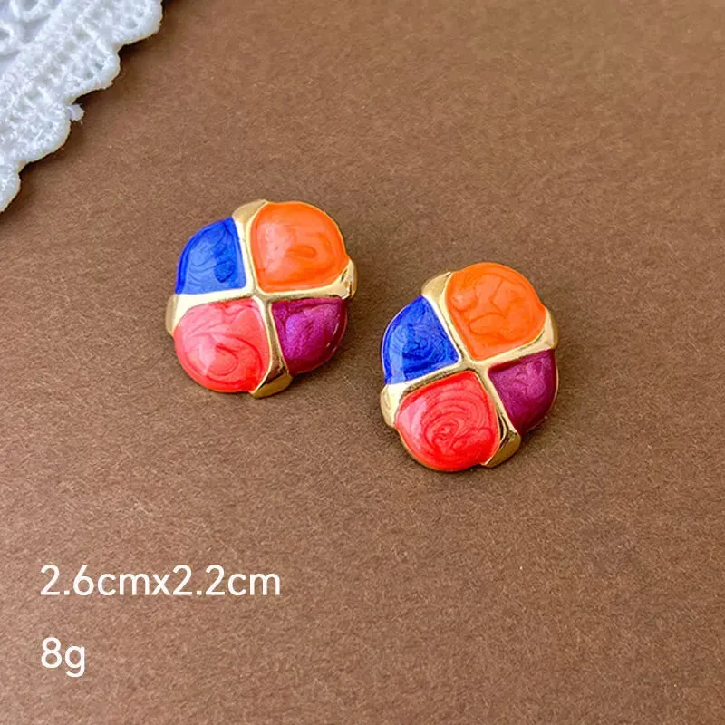 MAYTRENDS  -  Pink Dripping Glaze Flowers Pearl Heart Butterfly Metal Earrings for Women Girl Sweet Vintage Jewelry Gift