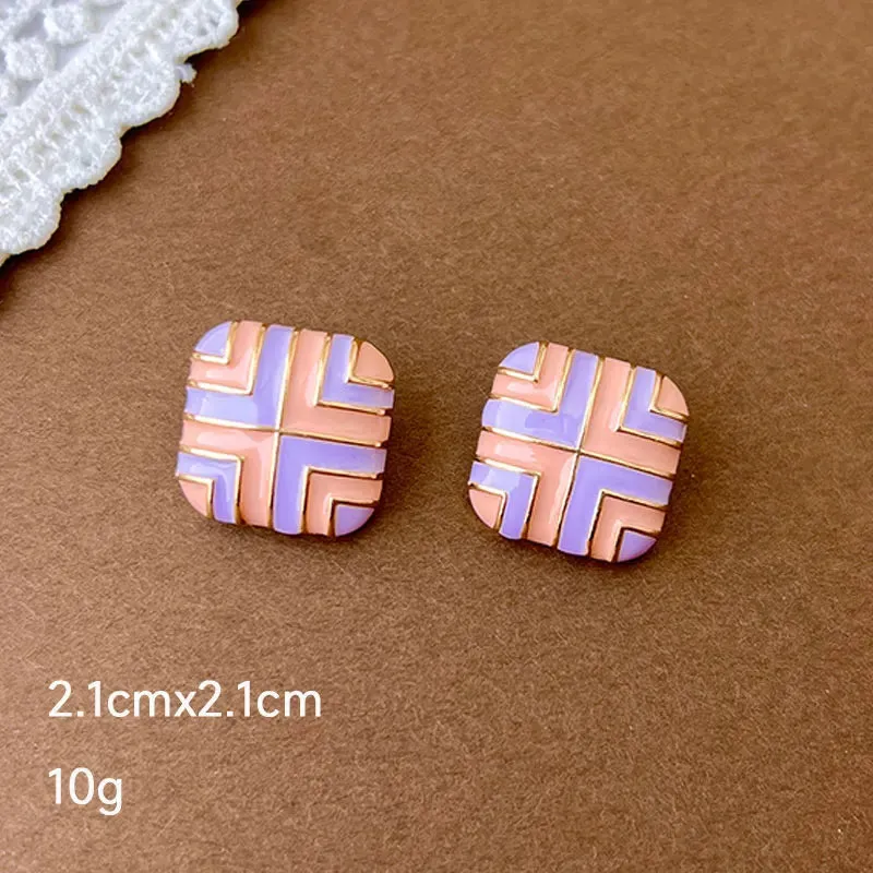 MAYTRENDS  -  Pink Dripping Glaze Flowers Pearl Heart Butterfly Metal Earrings for Women Girl Sweet Vintage Jewelry Gift