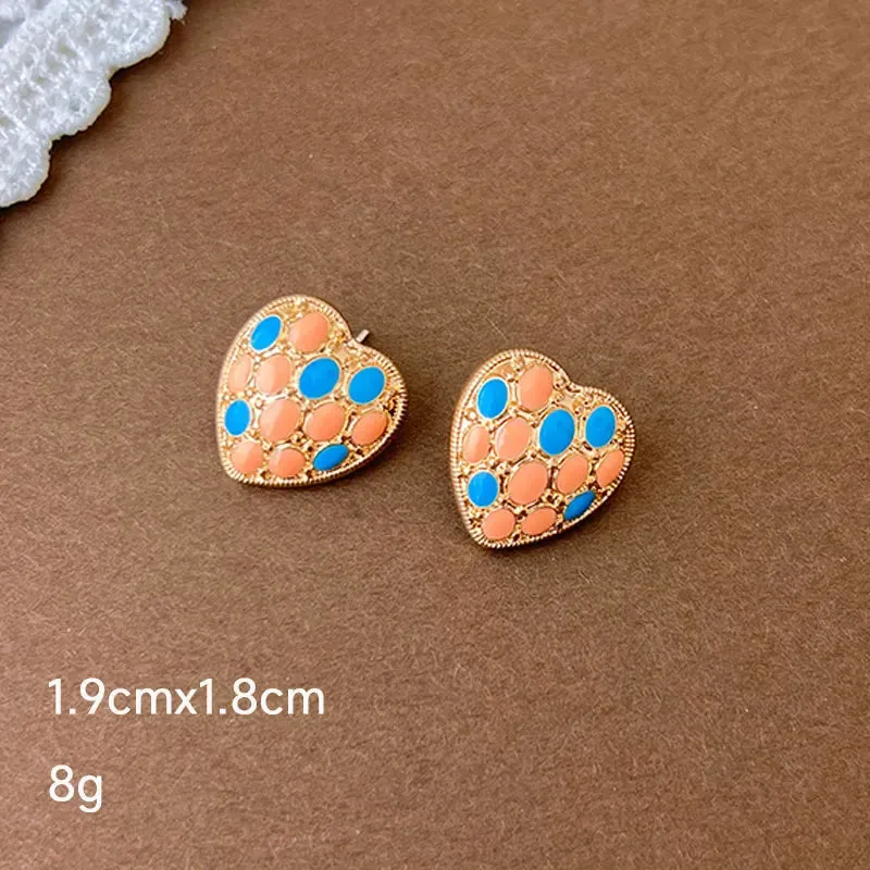 MAYTRENDS  -  Pink Dripping Glaze Flowers Pearl Heart Butterfly Metal Earrings for Women Girl Sweet Vintage Jewelry Gift