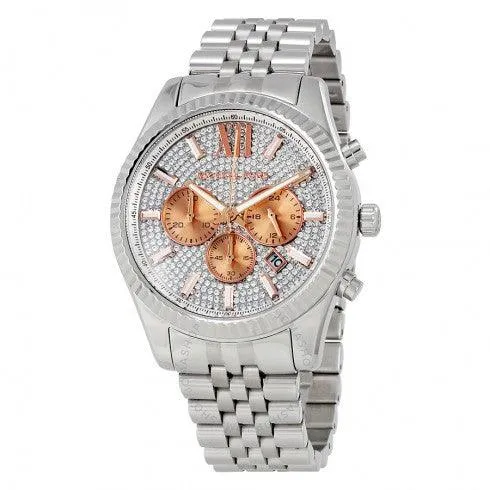 Michail Kors MK8515 Lexington Crystal Pave Dial Men Chronograph Watch