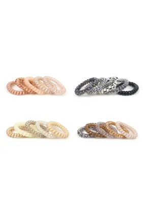 MIX OF 5, SOLID FLOWER CHECKER HAIR COIL TIES