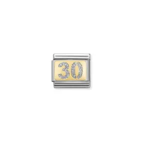 Nomination Composable Link Number 30, 18K Gold & Glitter Enamel