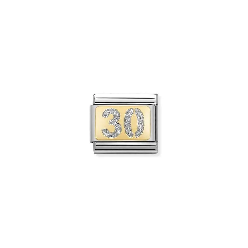 Nomination Composable Link Number 30, 18K Gold & Glitter Enamel