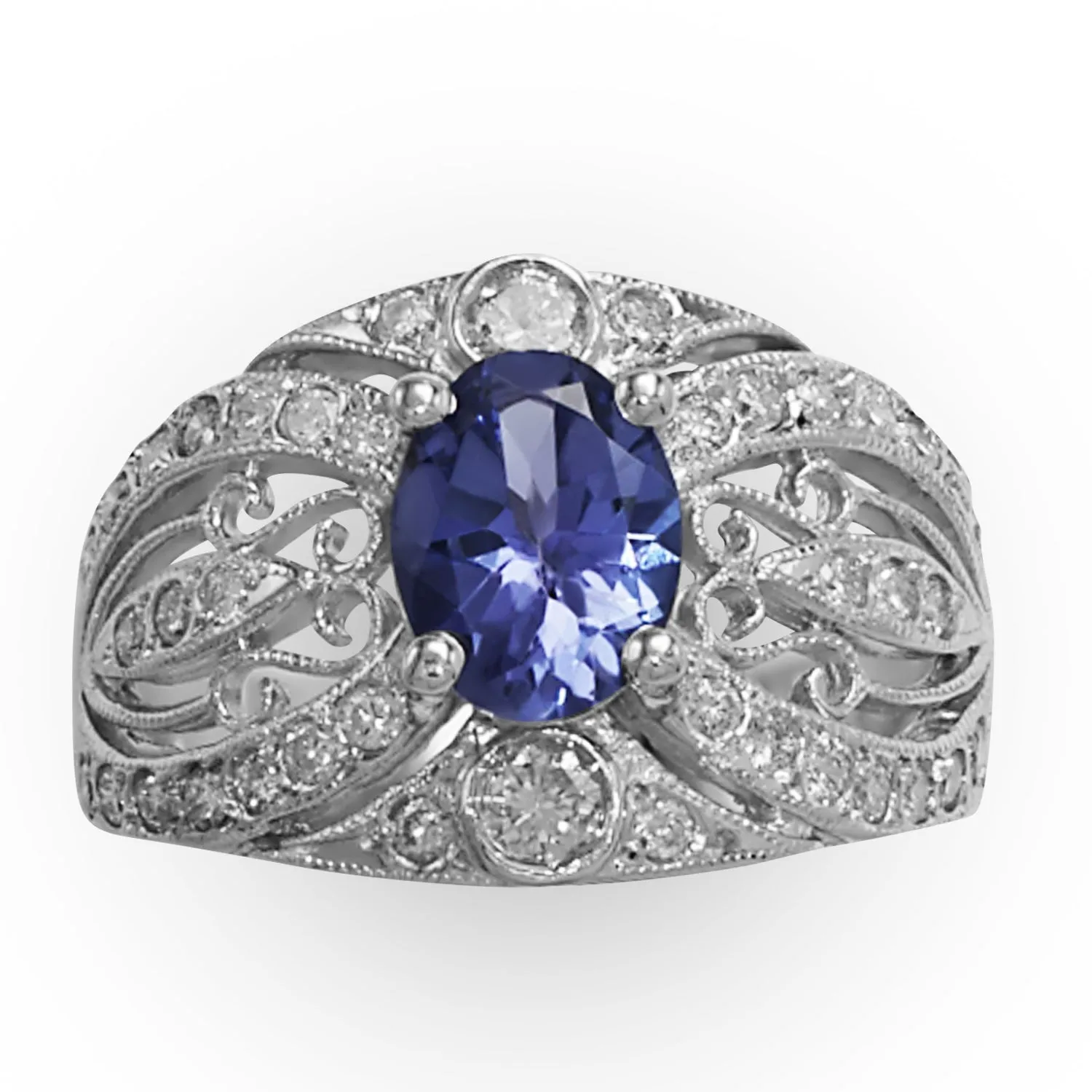 Oval Tanzanite Filigree Ring