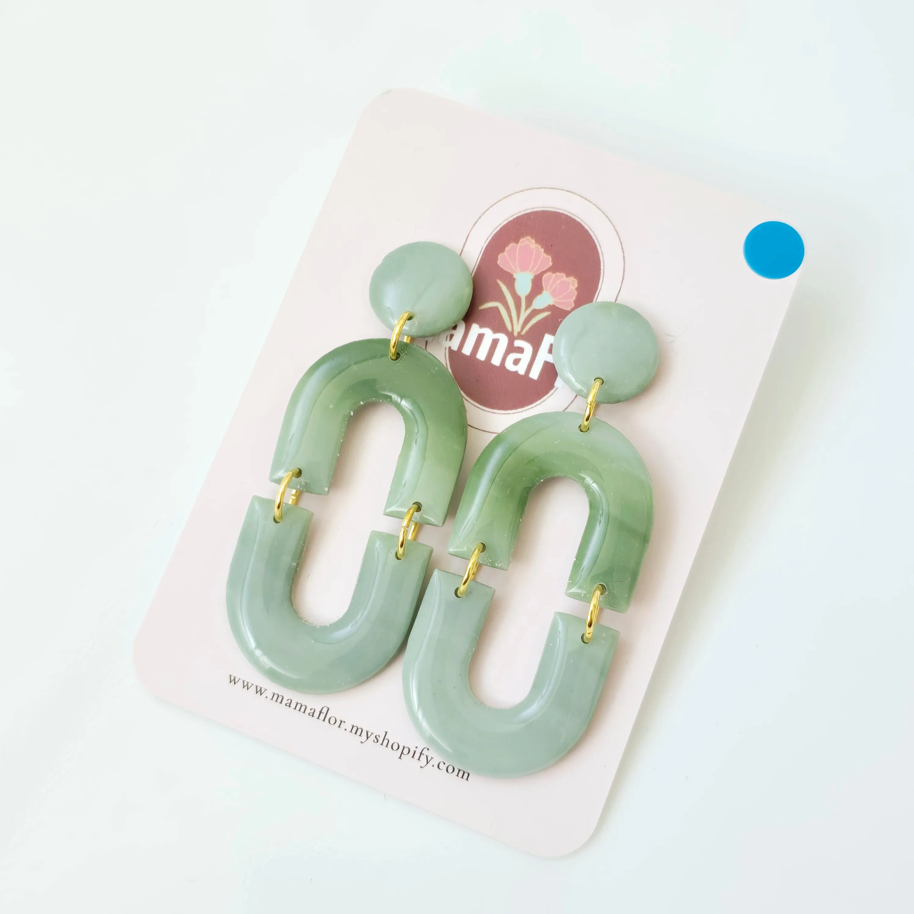 Petite Olivia Dangle Earrings in gradient sage